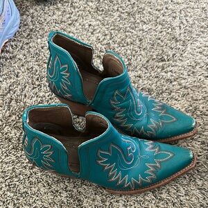 Turquoise Western Ankle Boots